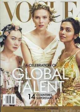 Deepika Padukone on the cover of US Vogue with Scarlett Johansson, Bae Doona